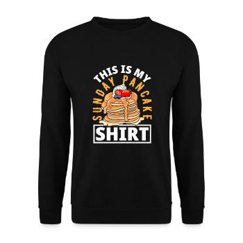 Lustiges Pfannkuchenliebhaber Geschenk - Unisex Pullover - Schwarz - Vorne - Alina (178cm) & Michal (187cm)