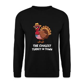 Lustiger Thanksgiving Truthahn - Unisex Pullover - Schwarz - Vorne - Alina (178cm) & Michal (187cm)