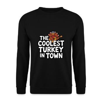 Lustiger Thanksgiving Truthahn - Unisex Pullover - Schwarz - Vorne - Alina (178cm) & Michal (187cm)