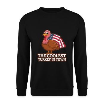 Lustiger Thanksgiving Truthahn - Unisex Pullover - Schwarz - Vorne - Alina (178cm) & Michal (187cm)