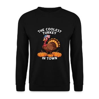 Lustiger Thanksgiving Truthahn - Unisex Pullover - Schwarz - Vorne - Alina (178cm) & Michal (187cm)