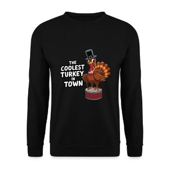 Lustiger Thanksgiving Truthahn - Unisex Pullover - Schwarz - Vorne - Alina (178cm) & Michal (187cm)