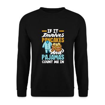Lustiges Pfannkuchenliebhaber Geschenk - Unisex Pullover - Schwarz - Vorne - Alina (178cm) & Michal (187cm)
