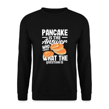 Lustiges Pfannkuchenliebhaber Geschenk - Unisex Pullover - Schwarz - Vorne - Alina (178cm) & Michal (187cm)