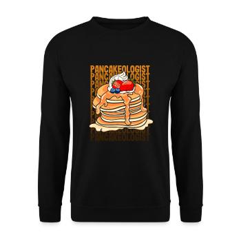 Lustiges Pfannkuchenliebhaber Geschenk - Unisex Pullover - Schwarz - Vorne - Alina (178cm) & Michal (187cm)