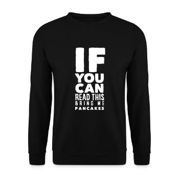 Lustiges Pfannkuchenliebhaber Geschenk - Unisex Pullover - Schwarz - Vorne - Alina (178cm) & Michal (187cm)