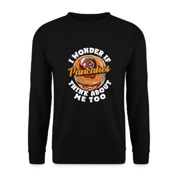 Lustiges Pfannkuchenliebhaber Geschenk - Unisex Pullover - Schwarz - Vorne - Alina (178cm) & Michal (187cm)