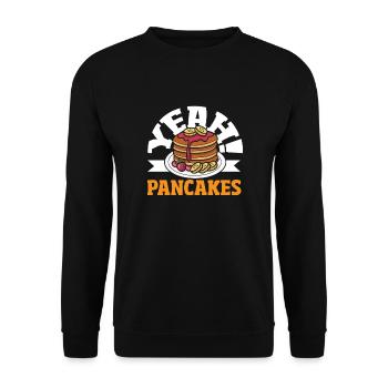 Lustiges Pfannkuchenliebhaber Geschenk - Unisex Pullover - Schwarz - Vorne - Alina (178cm) & Michal (187cm)