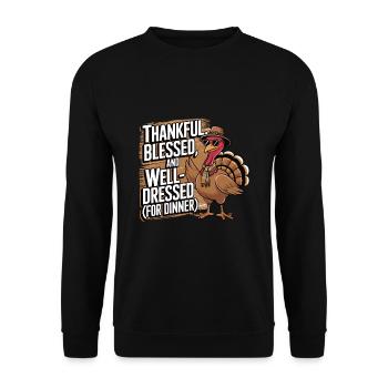 Lustiger Thanksgiving Truthahn - Unisex Pullover - Schwarz - Vorne - Alina (178cm) & Michal (187cm)