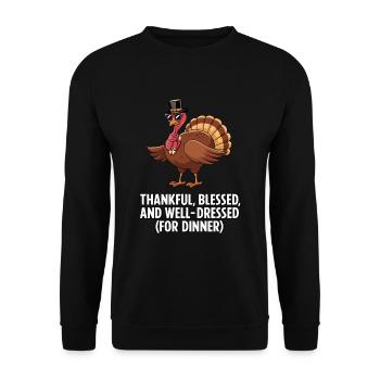 Lustiger Thanksgiving Truthahn - Unisex Pullover - Schwarz - Vorne - Alina (178cm) & Michal (187cm)