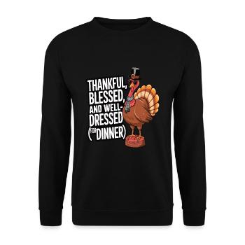 Lustiger Thanksgiving Truthahn - Unisex Pullover - Schwarz - Vorne - Alina (178cm) & Michal (187cm)