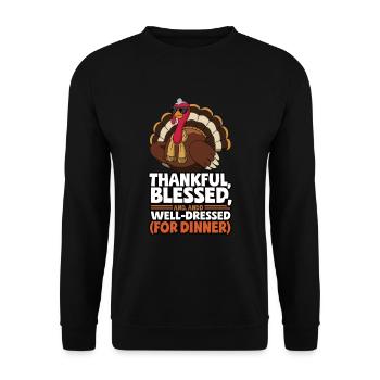 Lustiger Thanksgiving Truthahn - Unisex Pullover - Schwarz - Vorne - Alina (178cm) & Michal (187cm)