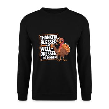 Lustiger Thanksgiving Truthahn - Unisex Pullover - Schwarz - Vorne - Alina (178cm) & Michal (187cm)