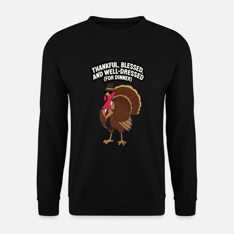 Lustiger Thanksgiving Truthahn - Unisex Pullover - Schwarz