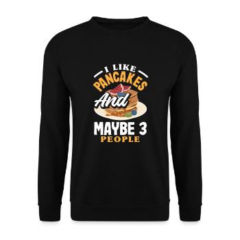 Lustiges Pfannkuchenliebhaber Geschenk - Unisex Pullover - Schwarz - Vorne - Alina (178cm) & Michal (187cm)