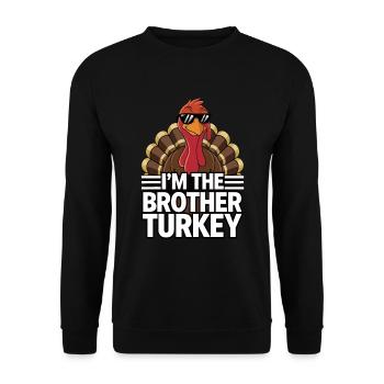Lustiger Thanksgiving Truthahn - Unisex Pullover - Schwarz - Vorne - Alina (178cm) & Michal (187cm)