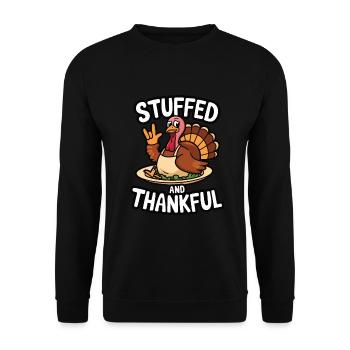 Lustiger Thanksgiving Truthahn - Unisex Pullover - Schwarz - Vorne - Alina (178cm) & Michal (187cm)