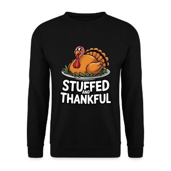 Lustiger Thanksgiving Truthahn - Unisex Pullover - Schwarz - Vorne - Alina (178cm) & Michal (187cm)