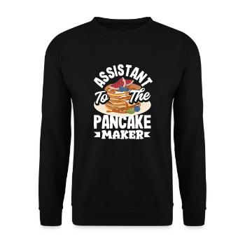Lustiges Pfannkuchenliebhaber Geschenk - Unisex Pullover - Schwarz - Vorne - Alina (178cm) & Michal (187cm)
