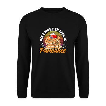 Lustiges Pfannkuchenliebhaber Geschenk - Unisex Pullover - Schwarz - Vorne - Alina (178cm) & Michal (187cm)