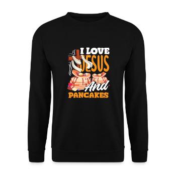 Funny Pancake Lover Gift - Unisex Sweatshirt - black - Front - Alina (178cm) & Michal (187cm)