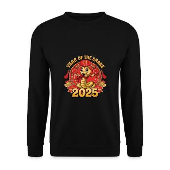 Chinesisches Jahr 2025 Jahr der Schlange - Unisex Pullover - Schwarz - Vorne - Alina (178cm) & Michal (187cm)