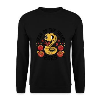 Chinesisches Jahr 2025 Jahr der Schlange - Unisex Pullover - Schwarz - Vorne - Alina (178cm) & Michal (187cm)