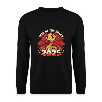 Chinesisches Jahr 2025 Jahr der Schlange - Unisex Pullover - Schwarz - Vorne - Alina (178cm) & Michal (187cm)