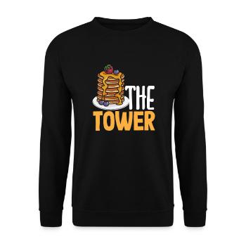 Lustiges Pfannkuchenliebhaber Geschenk - Unisex Pullover - Schwarz - Vorne - Alina (178cm) & Michal (187cm)