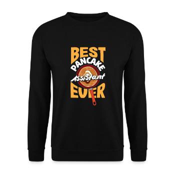Lustiges Pfannkuchenliebhaber Geschenk - Unisex Pullover - Schwarz - Vorne - Alina (178cm) & Michal (187cm)