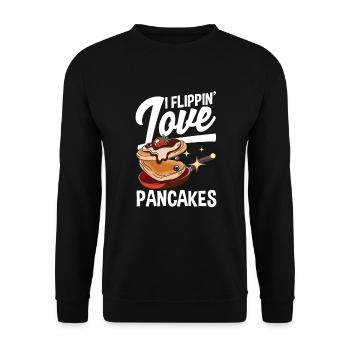 Lustiges Pfannkuchenliebhaber Geschenk - Unisex Pullover - Schwarz - Vorne - Alina (178cm) & Michal (187cm)