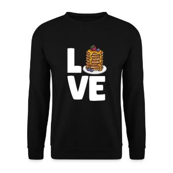 Lustiges Pfannkuchenliebhaber Geschenk - Unisex Pullover - Schwarz - Vorne - Alina (178cm) & Michal (187cm)