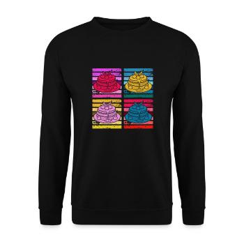 Lustiges Pfannkuchenliebhaber Geschenk - Unisex Pullover - Schwarz - Vorne - Alina (178cm) & Michal (187cm)