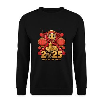 Chinesisches Jahr 2025 Jahr der Schlange - Unisex Pullover - Schwarz - Vorne - Alina (178cm) & Michal (187cm)