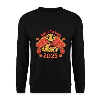 Chinesisches Jahr 2025 Jahr der Schlange - Unisex Pullover - Schwarz - Vorne - Alina (178cm) & Michal (187cm)