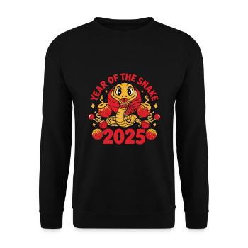 Chinesisches Jahr 2025 Jahr der Schlange - Unisex Pullover - Schwarz - Vorne - Alina (178cm) & Michal (187cm)