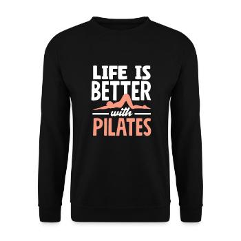 La vie est meilleure avec le Pilates - Sweat-shirt Unisexe - noir - Devant - Alina (178cm) & Michal (187cm)