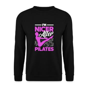 I'm nicer after Pilates exercise - Unisex Sweatshirt - black - Front - Alina (178cm) & Michal (187cm)
