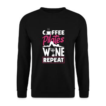 Café Pilates Vin Répéter - Sweat-shirt Unisexe - noir - Devant - Alina (178cm) & Michal (187cm)