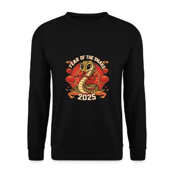 Chinesisches Jahr 2025 Jahr der Schlange - Unisex Pullover - Schwarz - Vorne - Alina (178cm) & Michal (187cm)