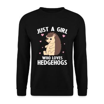 Just a girl who loves hedgehogs - Unisex Sweatshirt - black - Front - Alina (178cm) & Michal (187cm)