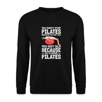 On ne vieillit pas à cause du Pilates - Sweat-shirt Unisexe - noir - Devant - Alina (178cm) & Michal (187cm)