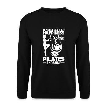 Expliquer le Pilates et le vin avec bonheur - Sweat-shirt Unisexe - noir - Devant - Alina (178cm) & Michal (187cm)