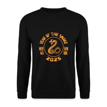 Chinesisches Jahr 2025 Jahr der Schlange - Unisex Pullover - Schwarz - Vorne - Alina (178cm) & Michal (187cm)