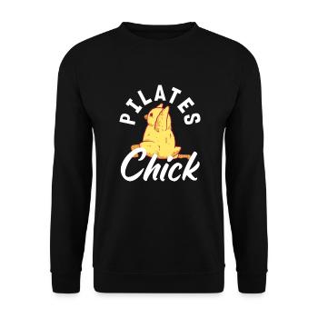 Pilates Chick Humor Fitness Fun - Unisex Sweatshirt - black - Front - Alina (178cm) & Michal (187cm)