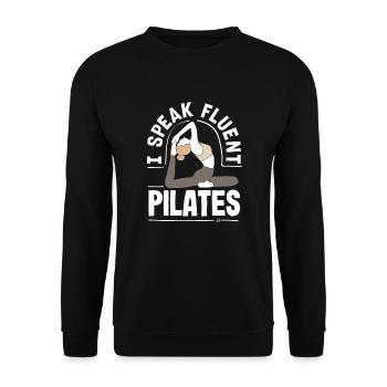 I speak fluent pilates pilates passion - Unisex Sweatshirt - black - Front - Alina (178cm) & Michal (187cm)