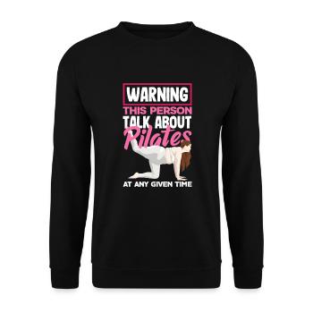 Attention : Cette personne parle de Pilates - Sweat-shirt Unisexe - noir - Devant - Alina (178cm) & Michal (187cm)