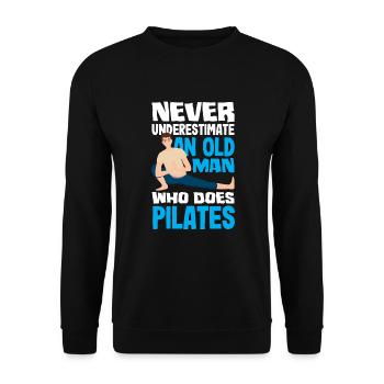 Never underestimate an old man of Pilates - Unisex Sweatshirt - black - Front - Alina (178cm) & Michal (187cm)