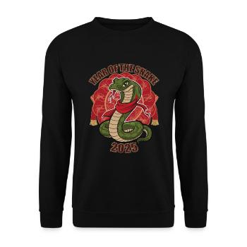 Chinesisches Jahr 2025 Jahr der Schlange - Unisex Pullover - Schwarz - Vorne - Alina (178cm) & Michal (187cm)