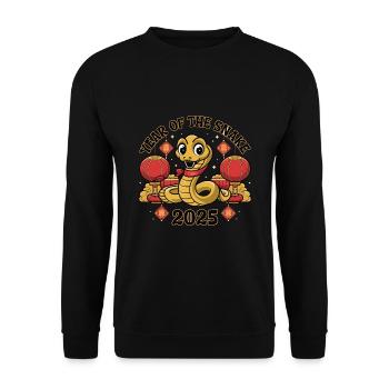 Année Chinoise 2025 Année du Serpent - Sweat-shirt Unisexe - noir - Devant - Alina (178cm) & Michal (187cm)